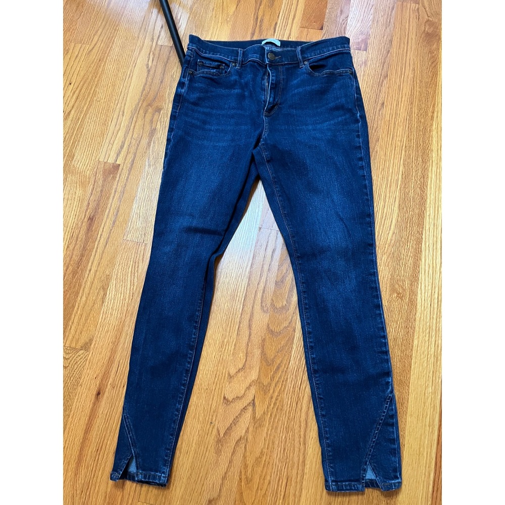 Loft  Womens Skinny Jeans Dark Wash Tulip Split Hem Size 10